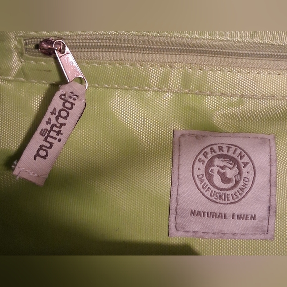 Spartina 449 Pink & Green Pineapple Paisley Linen Boho Casual Tote Purse Bag - Picture 13 of 13